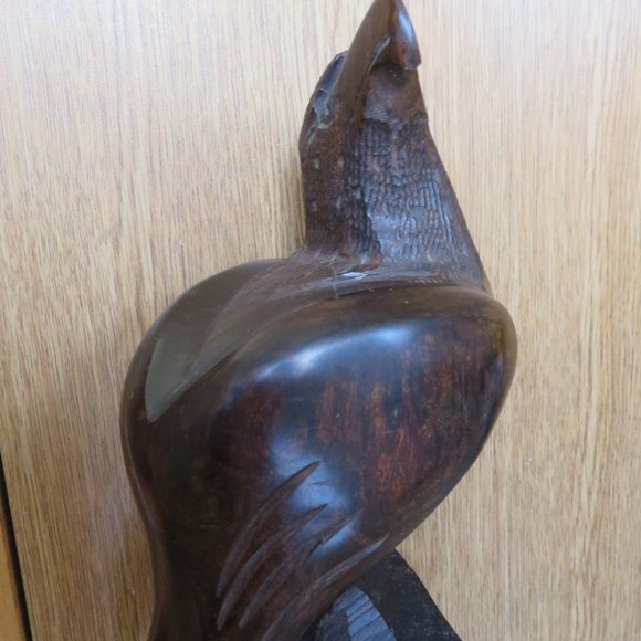 Vintage Solid Carved IRONWOOD Hawk Eagle Sculpture 10.5" High (239V) - Picture 4 of 10